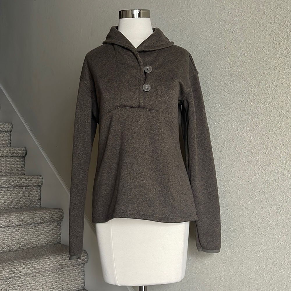 The North Face Sz M Chocolate Brown Cowl Neck Button Sweater